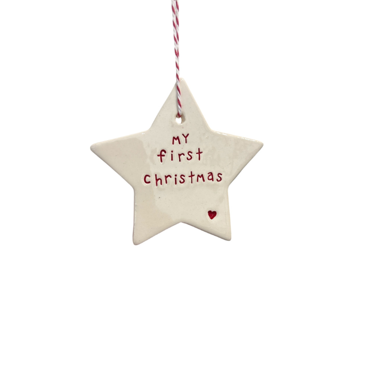 Ceramic Christmas Star Ornament ‘my first christmas’