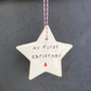 Ceramic Christmas Star Ornament ‘my first christmas’