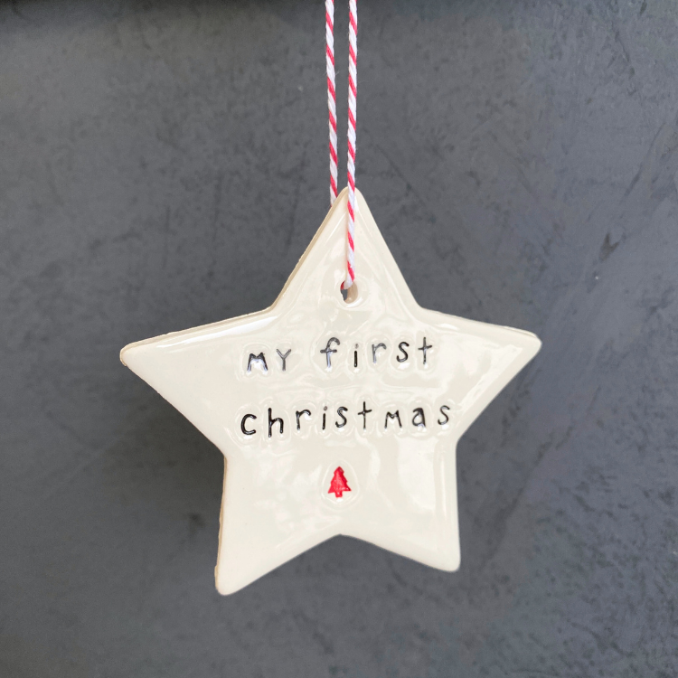 Ceramic Christmas Star Ornament ‘my first christmas’