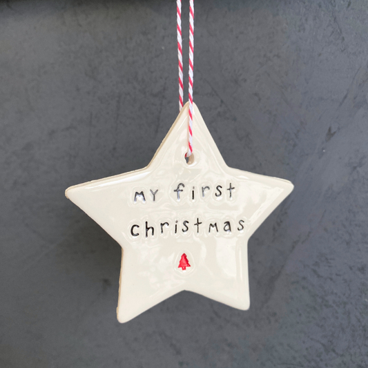 Ceramic Christmas Star Ornament ‘my first christmas’