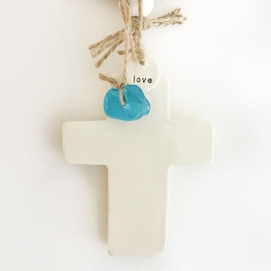 Handmade Ceramic Cross Plain cream