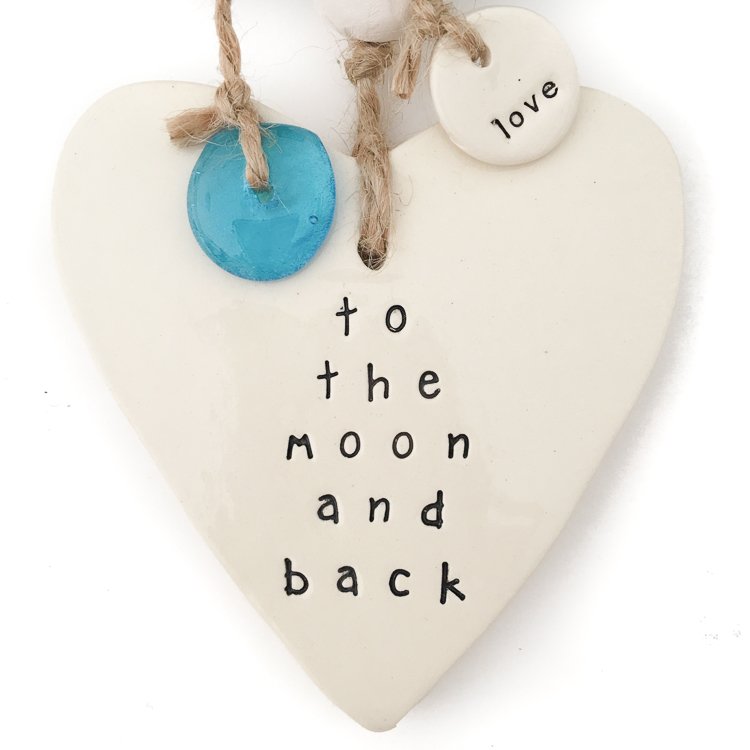 Handmade Ceramic Heart Wall Hanging - 'to the moon and back'