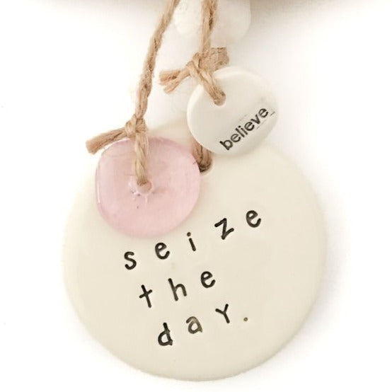 Ceramic Quote Wall Hanging 'seize the day'