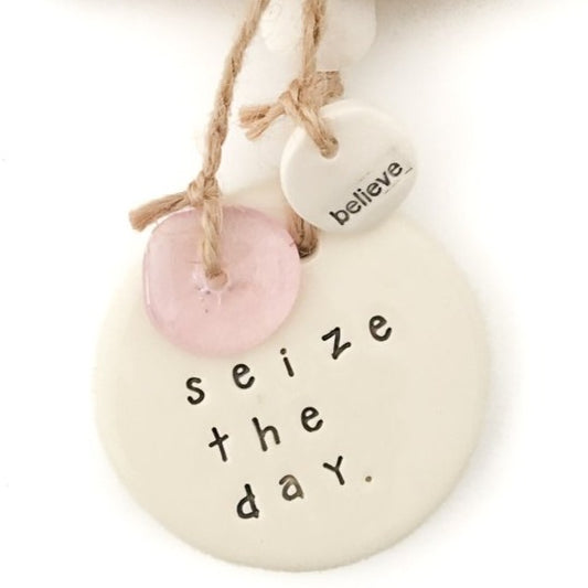 Ceramic Quote Wall Hanging 'seize the day'