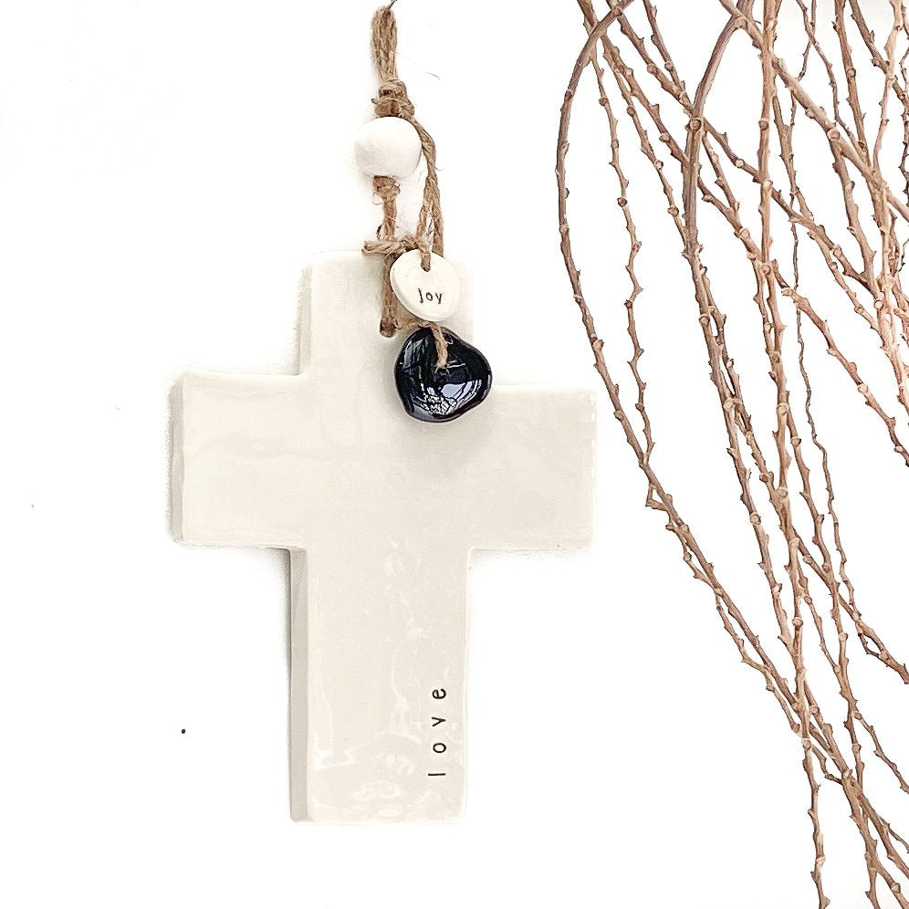 Handmade Ceramic Cross 'love'