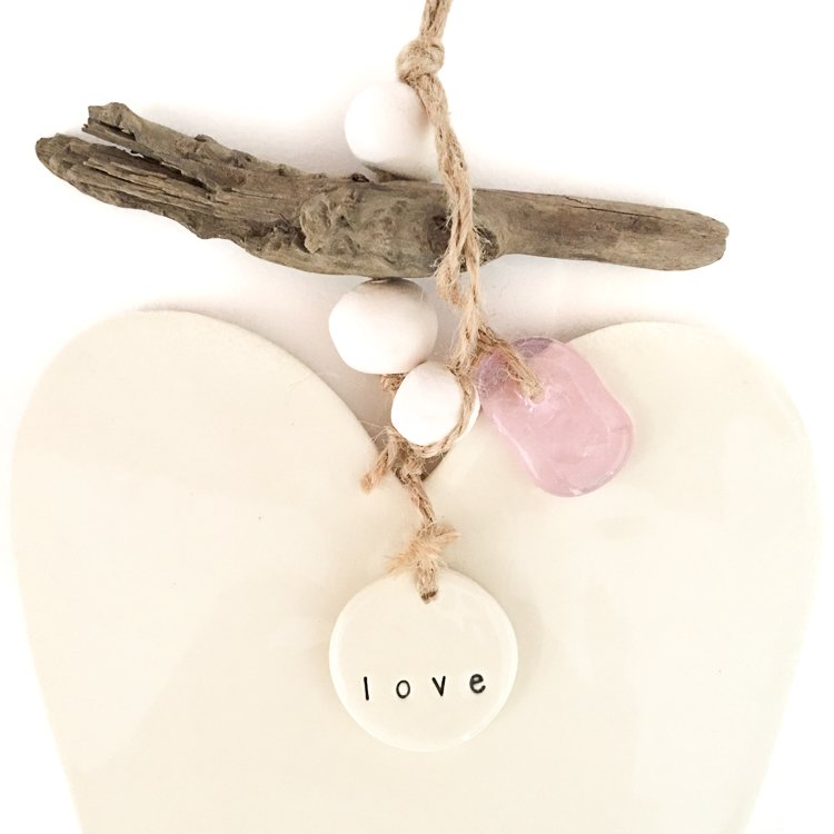 Handmade ceramic heart wall hanging plain heart