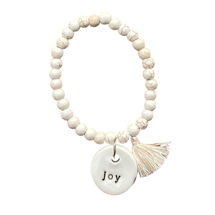 Bracelet Cream with Cream Tassel 6 mm