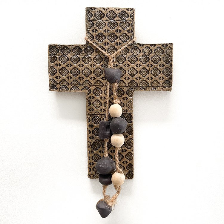 Handmade Ceramic Cross Moroccan grit and black
