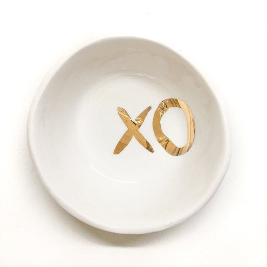 Ceramic little bowl gold 'xo'