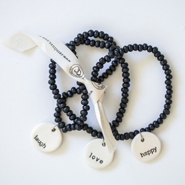 Bracelet Wood Bead Black + Tag