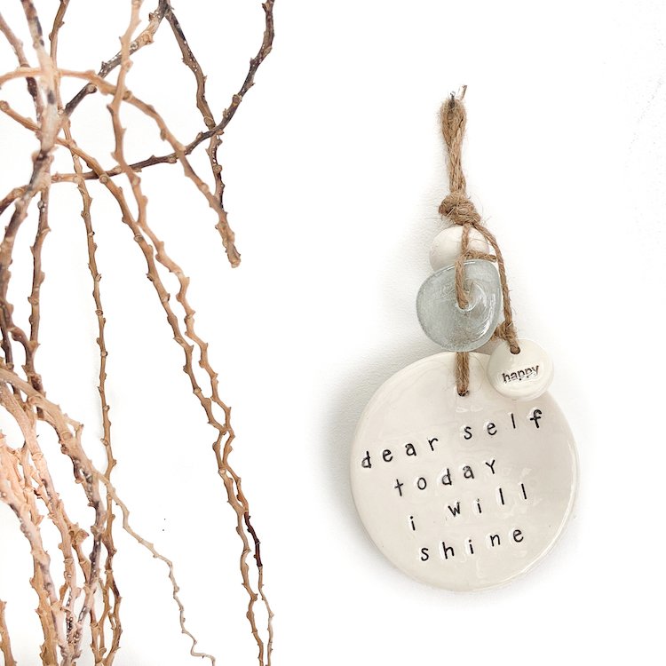 Ceramic Quote Wall Hanging 'dear self today i will shine'