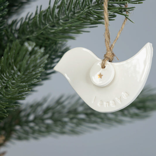 Personalised Ceramic Christmas Decoration Dove