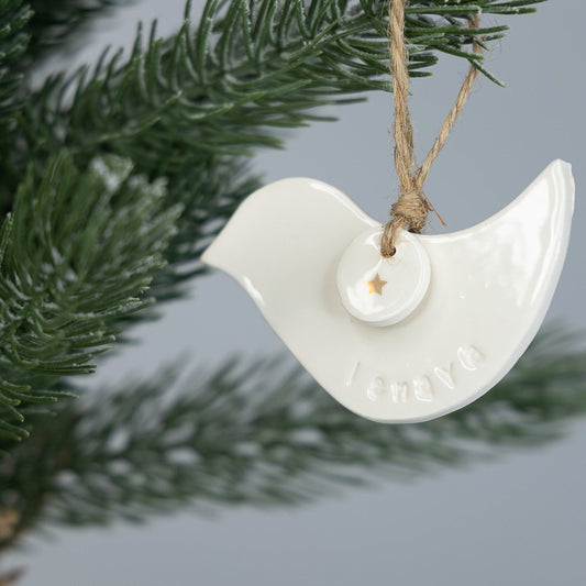 Personalised Ceramic Christmas Decoration Dove