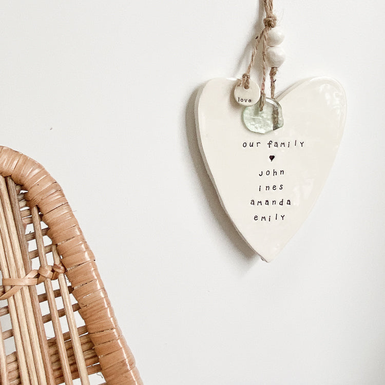 Ceramic Handmade Heart 'our family'
