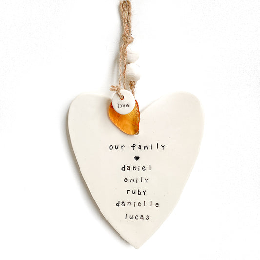 Ceramic Handmade Heart 'our family'