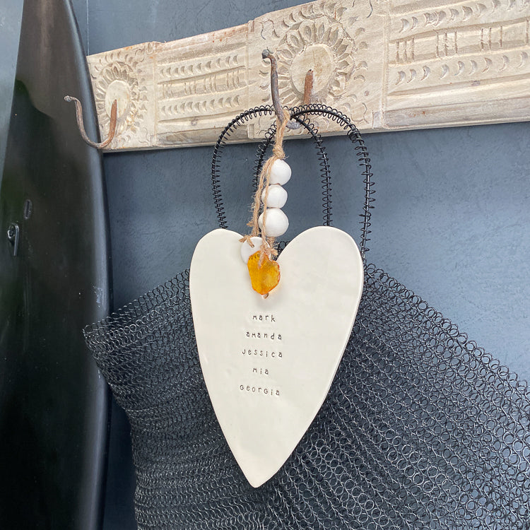 Ceramic Heart Wall Hanging Personalised with Names Centered