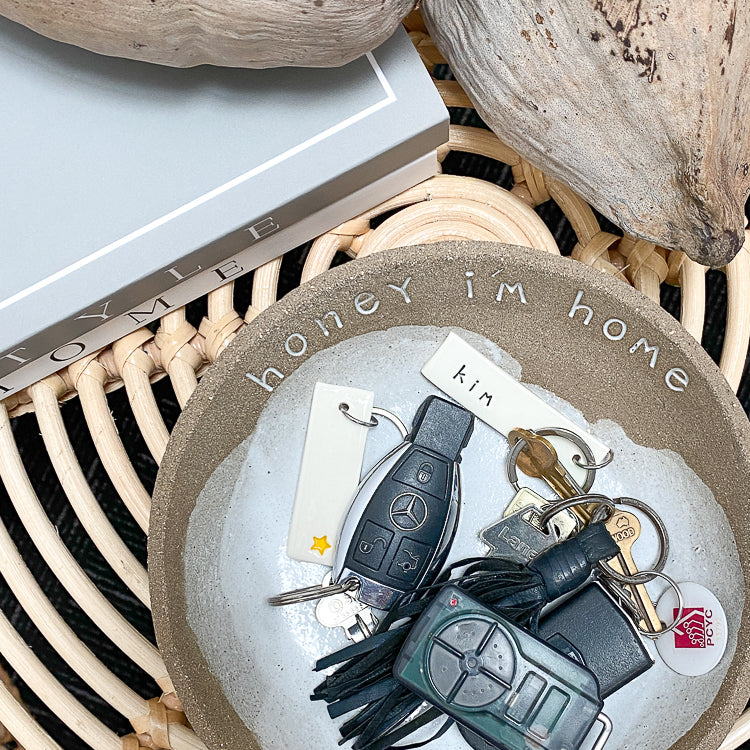 Hand made ceramic key bowl ‘honey i'm home’