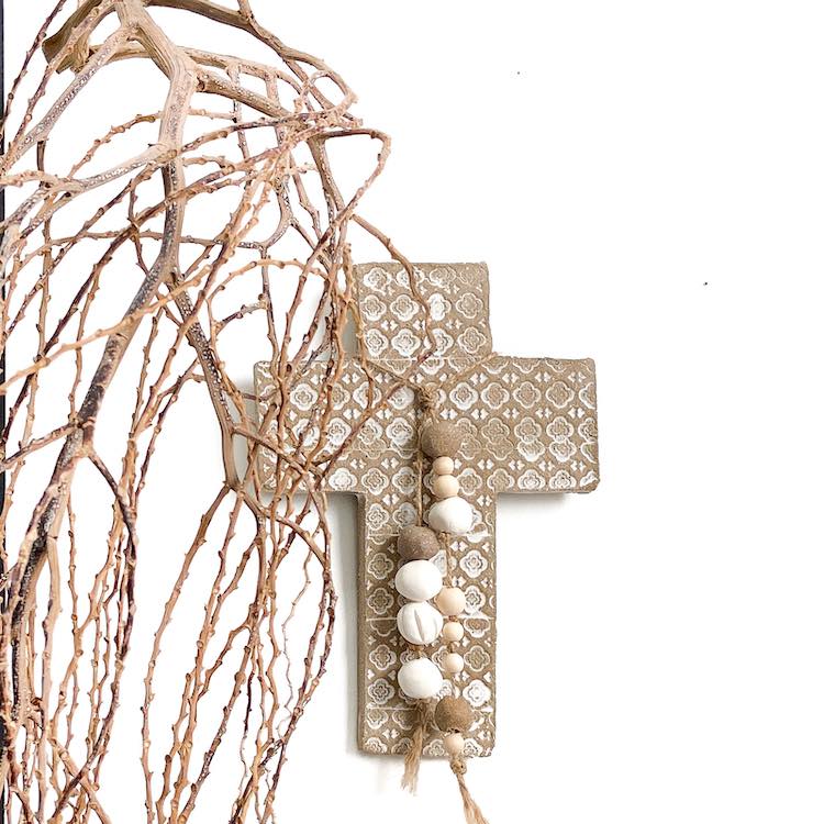 Handmade Ceramic Cross Moroccan White