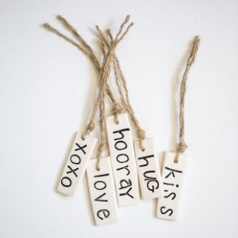Handmade ceramic tag rectangle