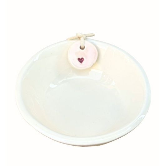 Ceramic little bowl pink tag with heart