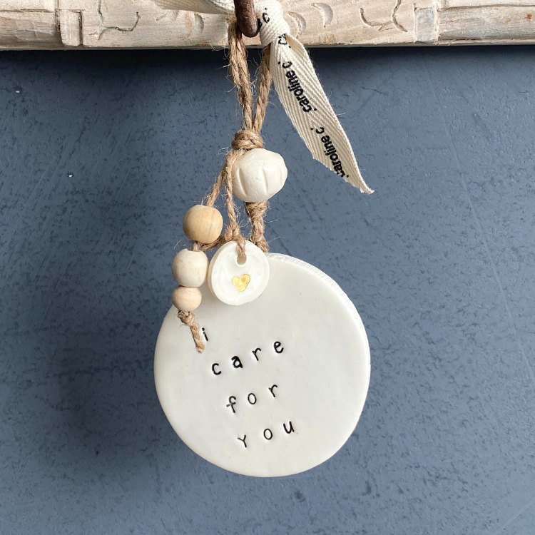 Ceramic Quote Wall Hanging 'i care for you'