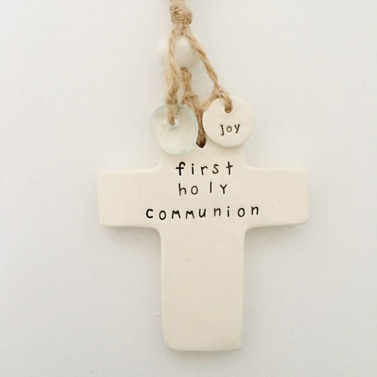 Handmade Ceramic Cross 'First Holy Communion'