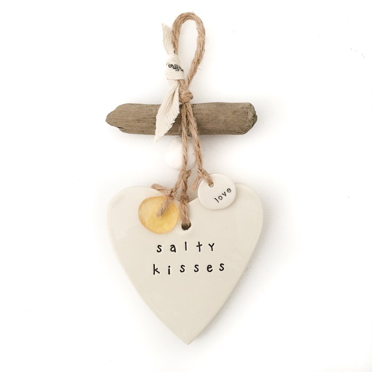 Ceramic gift for mum - 'salty kisses' heart wall decor/hanging