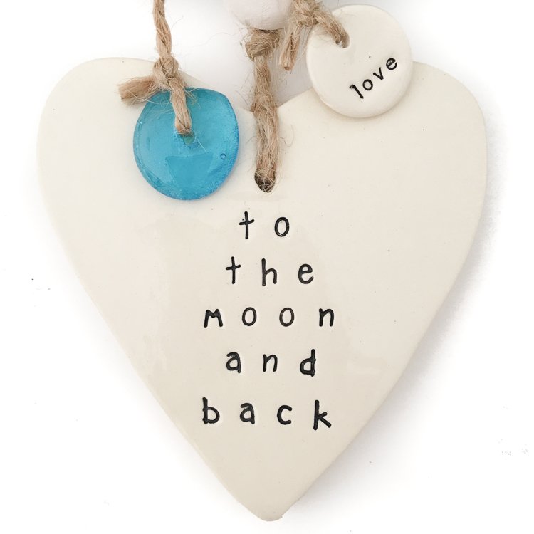 Handmade Ceramic Heart Wall Hanging  - 'to the moon and back'