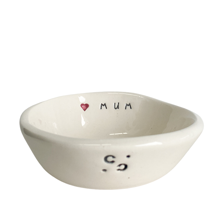 Ceramic Bowl 'mum' with pink heart