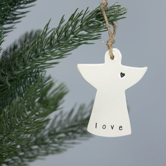 Ceramic Christmas Angel Ornament 'love'