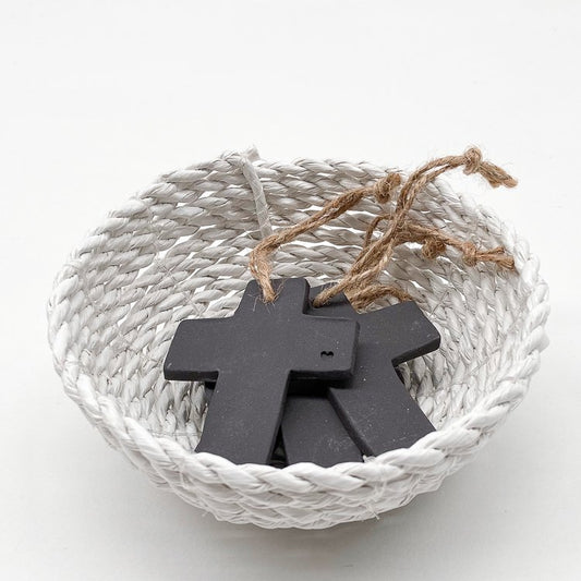 Handmade ceramic mini cross - black