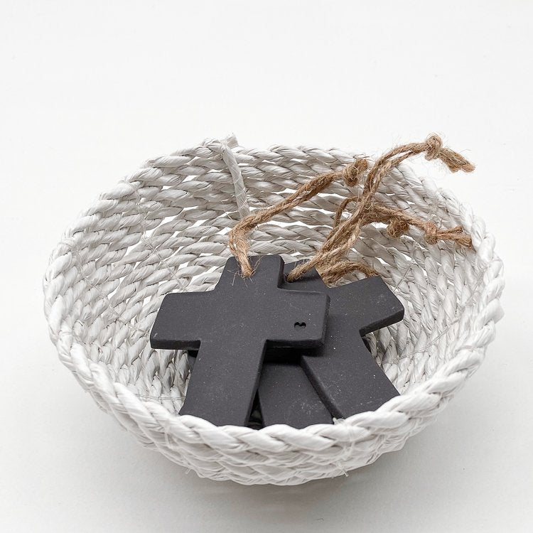 Handmade ceramic mini cross - black