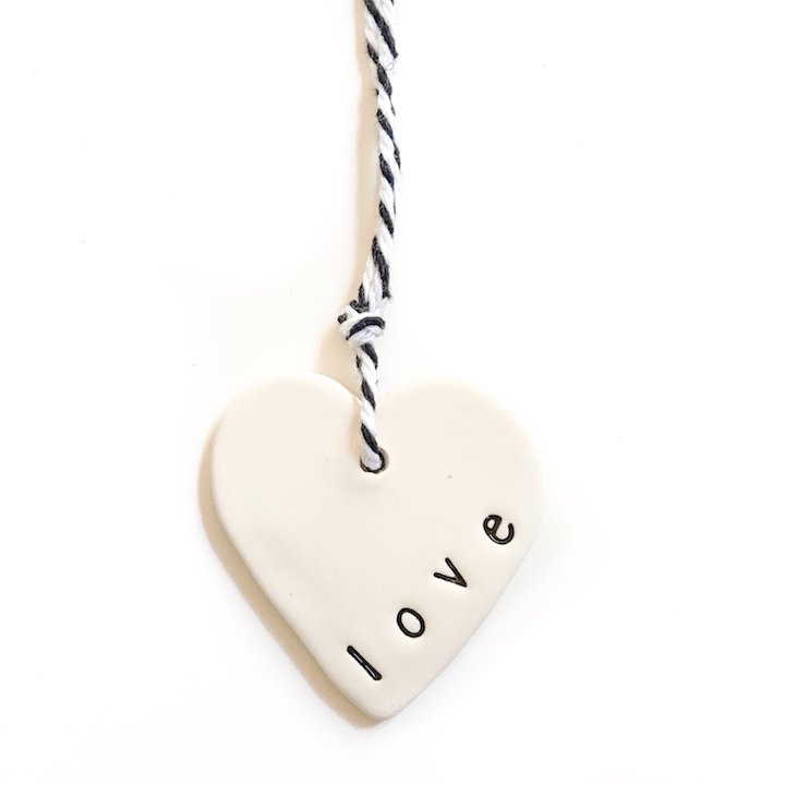 Handmade ceramic tag heart love