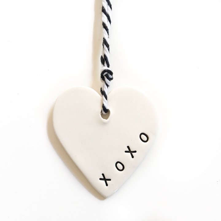 Handmade ceramic tag heart xoxo