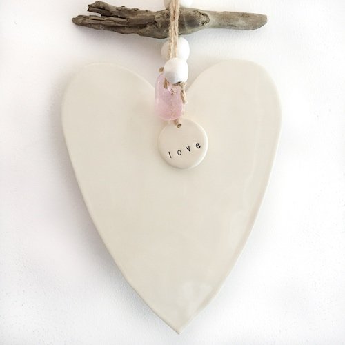 Handmade ceramic heart wall hanging plain heart