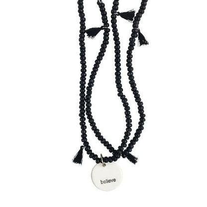 Necklace Wooden Beads Black x 2