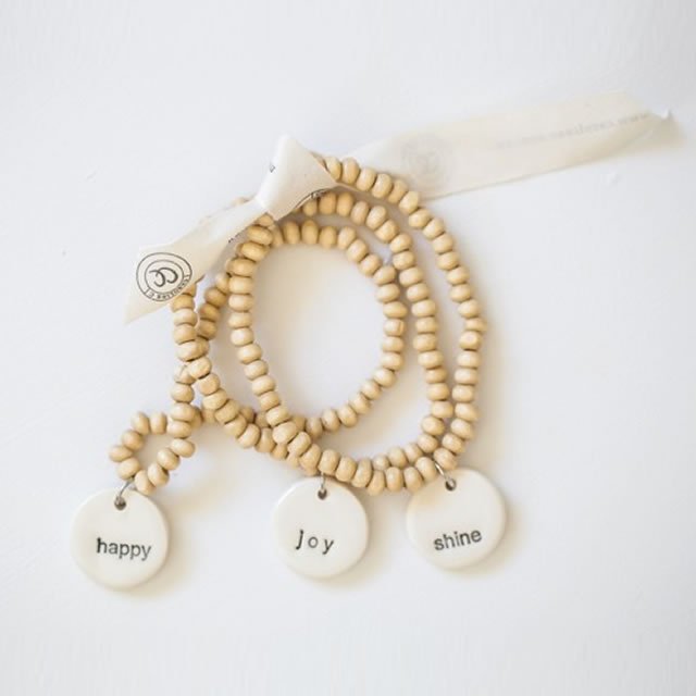 bracelet wood bead natural + tag