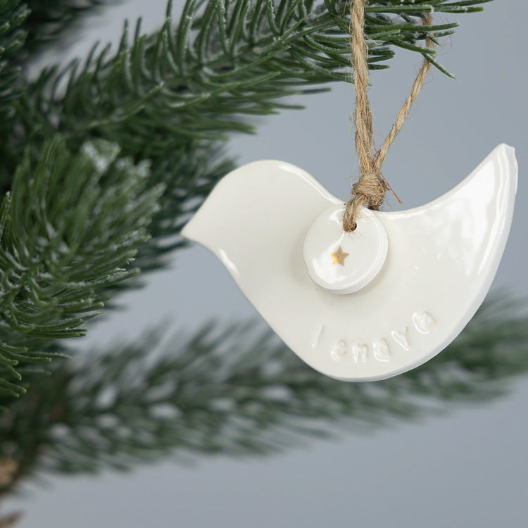 Personalised Ceramic Christmas Decoration Dove