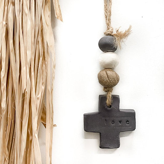 Handmade Ceramic Wall Hanging Estilo mini cross 'love'