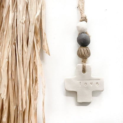 Handmade Ceramic Wall Hanging Estilo mini cross 'love'