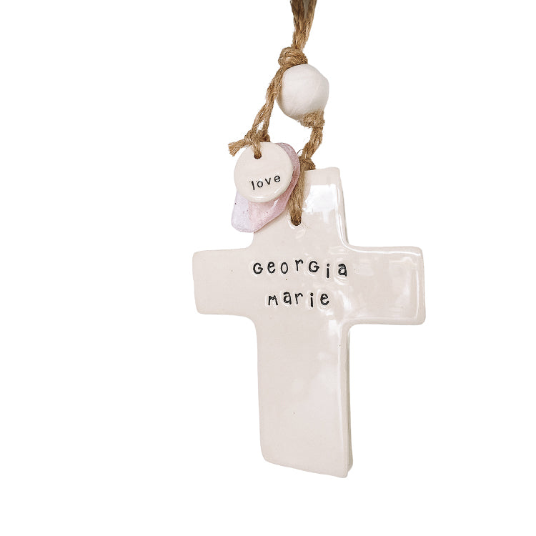 Handmade Ceramic Personalised Cross