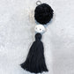 Pom Pom Tassel Keyring Black with 'love' bead