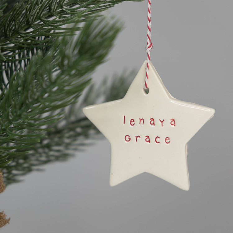 Personalised Ceramic Christmas Decoration Star